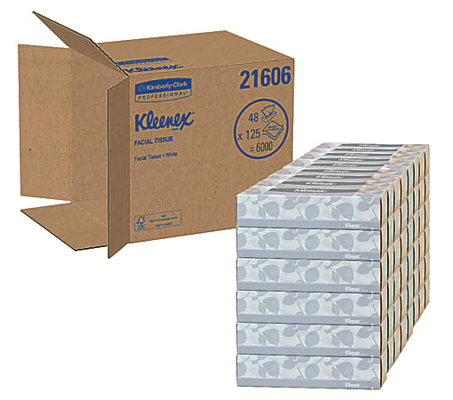 Kimberly-Clark Signals Facial Tissue, 8 2/5" x 8 3/5", 125 Per Box, 48 Boxes, White