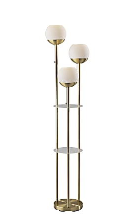 Adesso® Bianca Shelf Floor Lamp, 63”H, Antique Brass/White