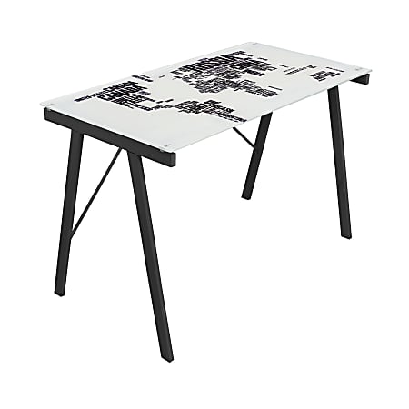 Lumisource Exponent Desk, World Map Graphic Top