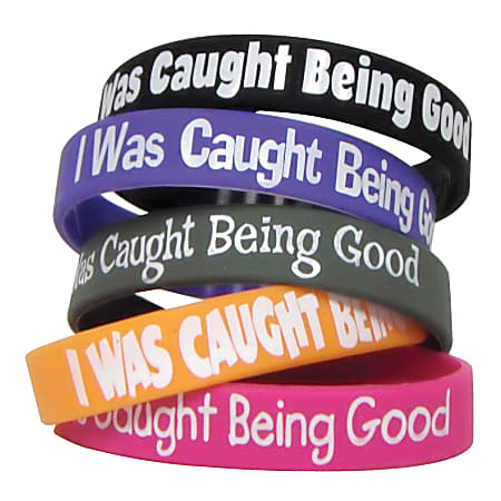 Teacher Created Resources Wristbands, I Was Caught Being Good, 7 1/4", Assorted Colors, Pre-K - Grade 12, Pack Of 10