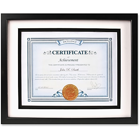 Dax Burns Group Airfloat Certificate Frame - 8.50" x 11" Frame Size - Rectangle - Wall Mountable - Horizontal, Vertical - 1 Each - Glass, Hardboard, Solid Wood - Black
