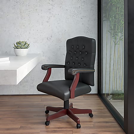 Flash Furniture Martha Washington LeatherSoft Faux Leather High-Back Swivel Office Chair, Black