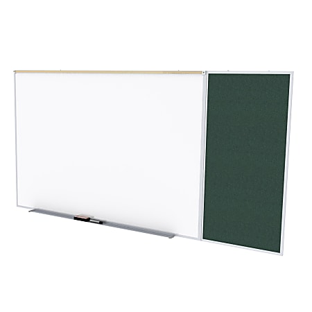 Ghent Combination Magnetic Dry-Erase Board, Porcelain, 48-1/2” x 96-5/8”, White, Silver Aluminum Frame