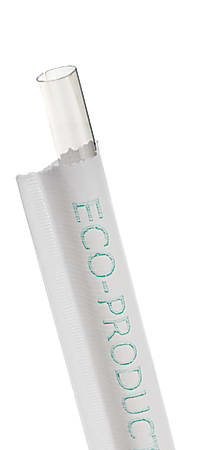 Eco-Products Compostable Straws, Wrapped, 7-3/4", 100% Recycled, Clear, Case Of 7,200 Straws