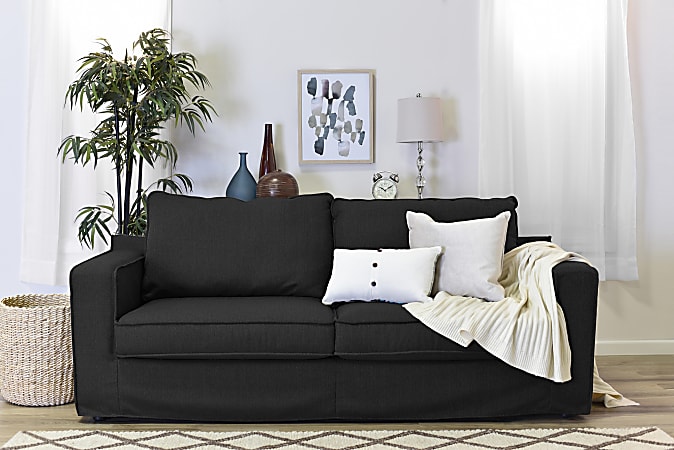 Serta® Colton 85" Sofa With Slipcover, Dark Charcoal