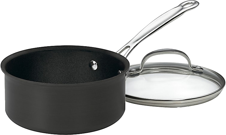 Cuisinart Chef's Classic Stainless-Steel Nonstick Hard-Anodized Saucepan With Cover, 2 Qt, Black