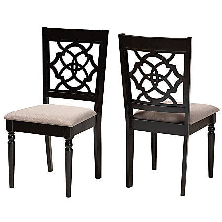 Baxton Studio Renaud Dining Chairs, Sand/Dark Brown, Set Of 2 Chairs