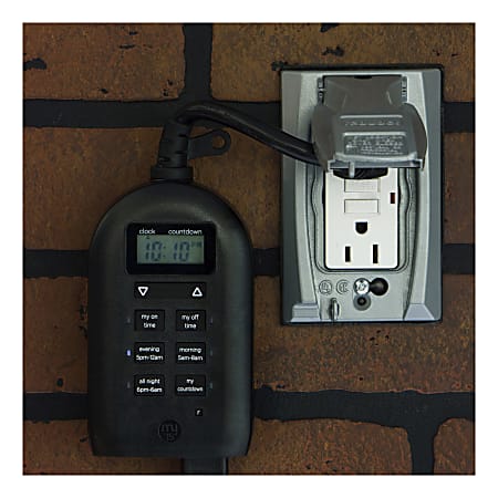 GE myTouchSmart Automatic 6 Hour Outdoor Plug In Timer Black 36170