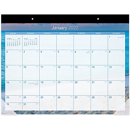 At-A-Glance Tropical Escape Calendar Monthly Desk Pad - Julian Dates - Monthly - 1 Year - January 2022 till December 2022 - 1 Month Single Page Layout - 22" x 17" Sheet Size