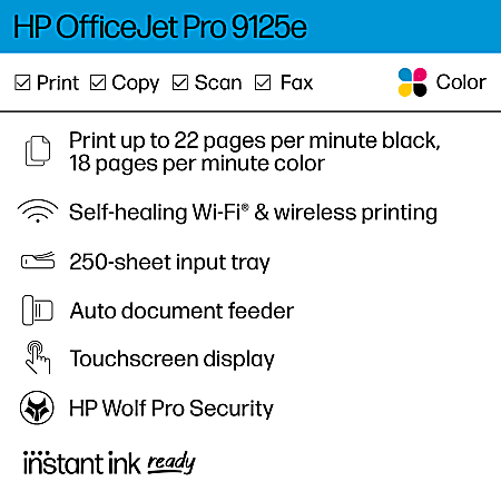 HP Printer OfficeJet Pro 9125e All-In-One - HPOJPRO9125E