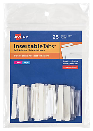 Avery® Self-Adhesive Index Tabs With Printable Inserts, 1 1/2