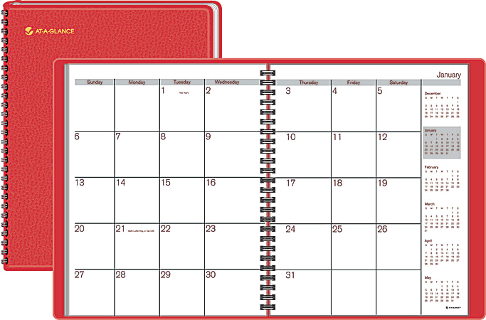 AT-A-GLANCE® Monthly Fashion Planner, 6 7/8" x 8 3/4", Red, January-December 2014