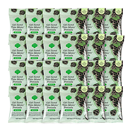 Girl Scouts Thin Mint Pretzel Minis, 1.75 Oz, Pack Of 24 Bags