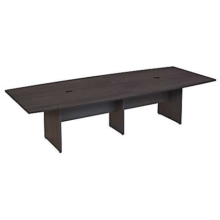 Bush Business Furniture 120"W x 48"D Boat Shaped Conference Table with Wood Base, Storm Gray, Standard Delivery