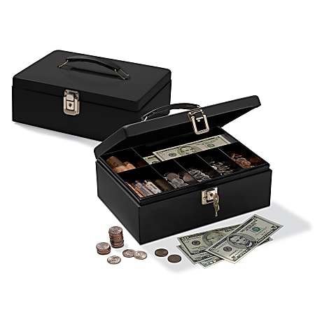 Office Depot® Brand Cash Box With Locking Hatch, 3 7/8"H x 11"W x 7 5/8"D
