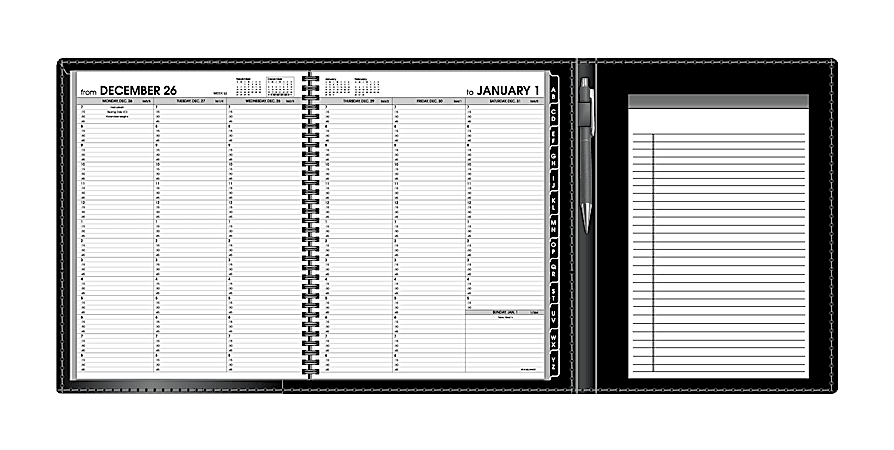 AT-A-GLANCE® 13-Month Weekly Appointment Book Plus, 8 1/4" x 10 7/8", Black, January 2015-January 2016