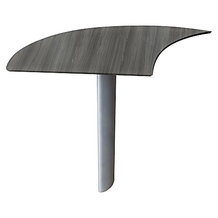 Mayline Medina - Curved Desk Extension - 1" Work Surface, 28" x 47" x 29.5" - Beveled Edge - Material: Steel, Polyvinyl Chloride (PVC) Edge - Finish: Gray, Laminate, Silver Base