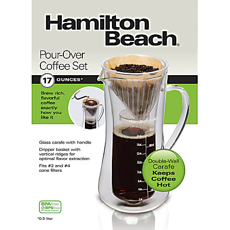 Hamilton Beach Pour Over Coffee Maker, 17 Ounce Glass Carafe - 40406