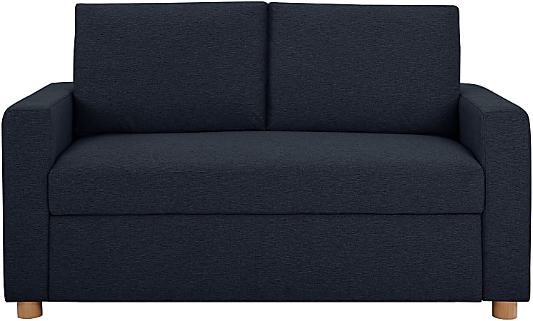 Serta Campbell Convertible Sofa, 35-1/2"H x 66-1/8"W x 37"D, Navy/Natural