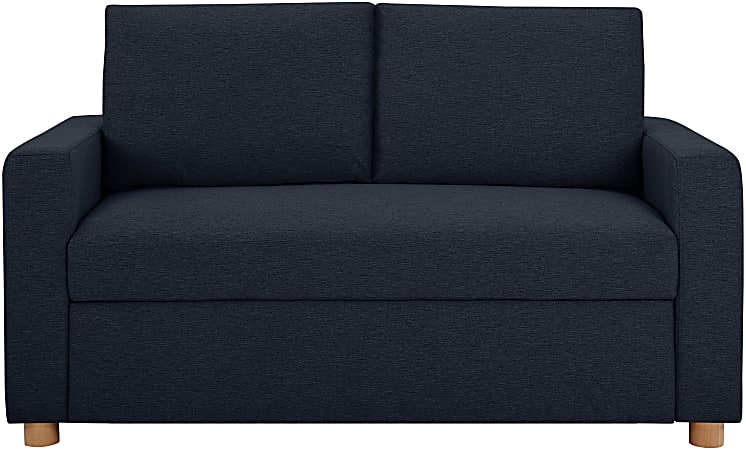 Lifestyle Solutions Serta Campbell Convertible Sofa, 35-1/2"H x 66-1/8"W x 37"D, Navy/Natural
