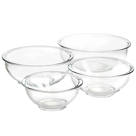 Martha Stewart 4-Piece Glass Nesting Bowl Set, Clear