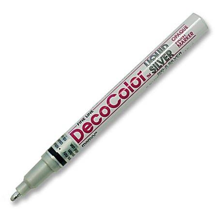 Marvy DecoColor Fine Point Paint Markers - Fine Point Type - Metallic Silver Oil Based Ink - 1 Each