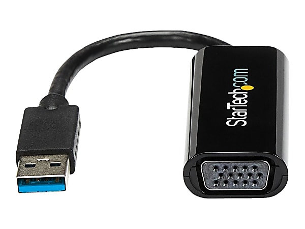 StarTech.com USB 3.0 to VGA Adapter - Slim Design - 1920x1200 - Adapter - TAA Compliant - USB Type A male to HD-15 (VGA) female - 7.5 in - black -