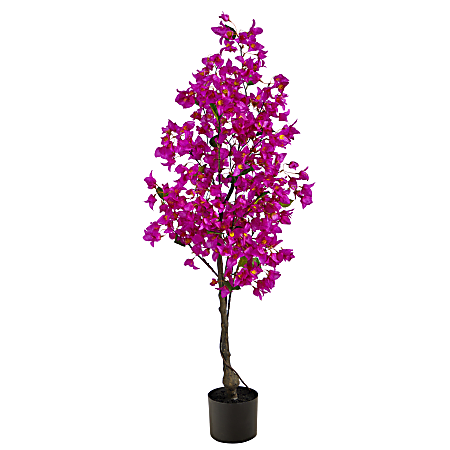 Nearly Natural Bougainvillea 48”H Artificial Tree With Planter, 48”H x 19”W x 9”D, Purple/Black