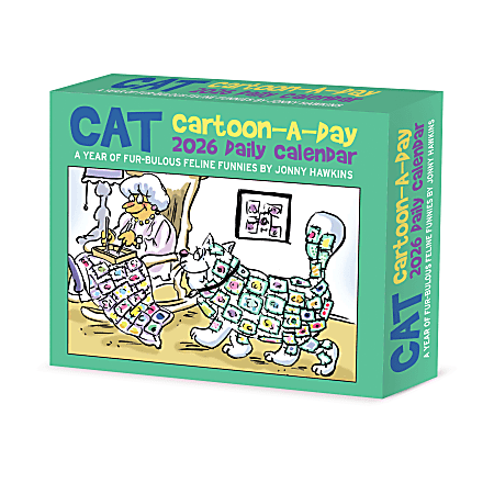 2026 Willow Creek Press Page-A-Day Daily Desk Calendar, 6-1/4" x 5-1/2", Cat Cartoon-A-Day by Jonny Hawkins, January To December, 54031
