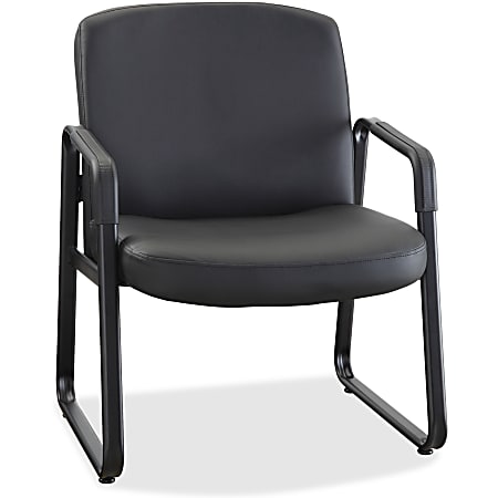 Lorell® Big & Tall Bonded Leather Guest Chair, Black