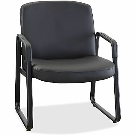 Lorell® Big & Tall Bonded Leather Guest Chair, Black