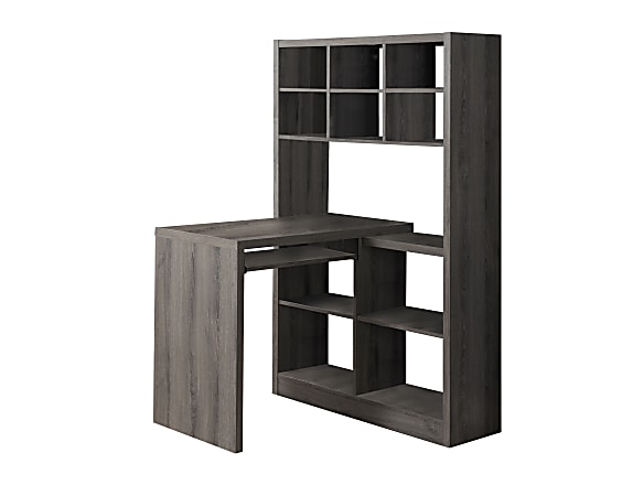 Monarch Specialties 38&quot;W Corner Desk With Built-In Shelves,