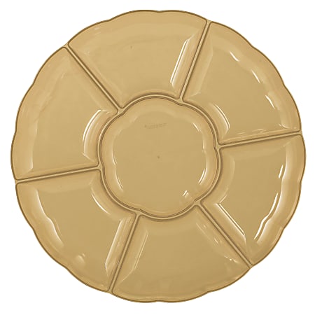 Amscan Scalloped Sectional Chip 'N Dip Trays, 16", Gold, Pack Of 3 Trays