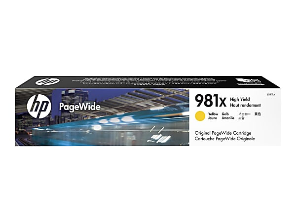 HP 981X PageWide High-Yield Yellow Ink Cartridge, L0R11A