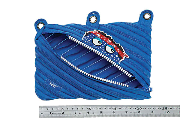ZIPIT® Monster 3-Ring Pencil Pouch, 6"H x 9"W x 3/4"D, Blue