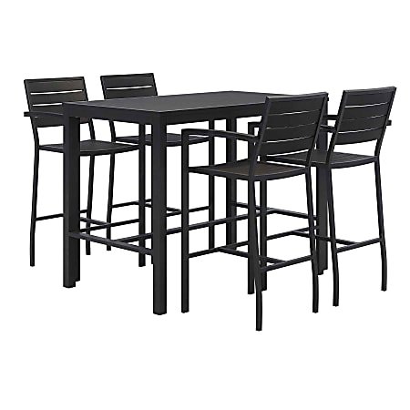 KFI Studios Eveleen 5-Piece Outdoor Patio Set, 33-13/16”H x 55”W x 32”D, Black, 840031925213