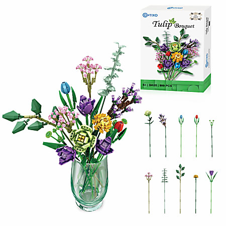 Contixo BK05 Tulip Bouquet Floral Collection Building Block Set, Grade 3 – 12