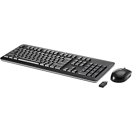 HP Wireless Keyboard and Mouse - USB Wireless RF Keyboard - English - Black - USB Wireless RF Mouse - Laser - 1000 dpi - Scroll Wheel - QWERTY - Black (PC)