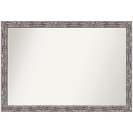 Amanti Art Narrow Non-Beveled Rectangle Framed Bathroom Wall Mirror, 27-1/2” x 39-1/2”, Pinstripe Plank Gray