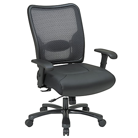 Office Star™ Big And Tall Bonded Leather/Air Grid® Mesh Back High-Back Chair, Black