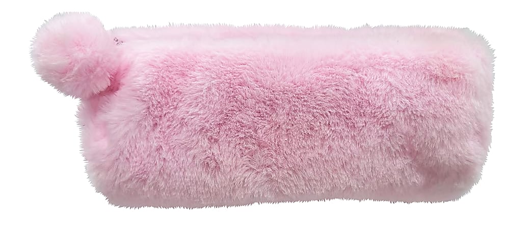 Office Depot® Brand Furry Pencil Pouch, 3-1/2" x 9", Light Pink