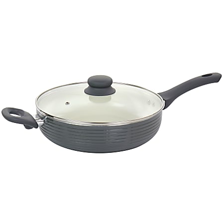 Oster 3.5-Quart Non-Stick Aluminum Saute Pan With Lid, Gray