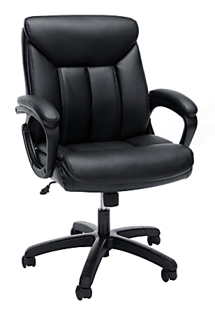 Essentials By OFM Ergonomic Bonded Leather Mid-Back Chair, Black