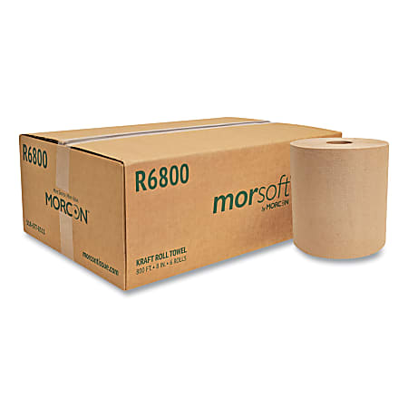 Morcon Tissue Morsoft&reg; Universal Roll Towels, 1-Ply, 8" x 800 ft, Brown, 6 Rolls/Carton