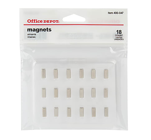 Office Depot® Brand Neodymium Magnets, Silver, 0.39", Pack of 18