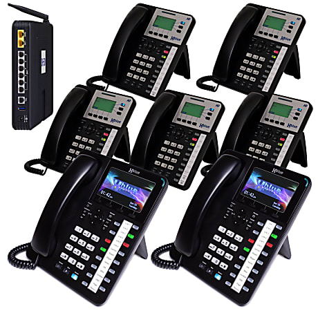XBLUE Networks X50 VoIP Expandable Phone System, With 2 X4040 Phones And 5 X3030 Phones, X504235