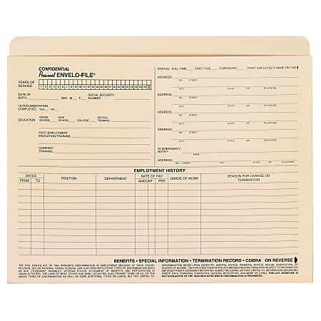 ComplyRight™ Employee Personnel File Folder, Pack Of 25