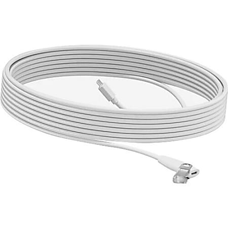 Logitech Rally Mic Pod Extension Cable, 33 ft, White - 32.81 ft Audio Cable  - 952000047