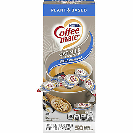 Coffee mate Oat Milk Vanilla Liquid Creamer Singles - Vanilla Flavor - 0.38 fl oz (11 mL) - 50/BoxTub