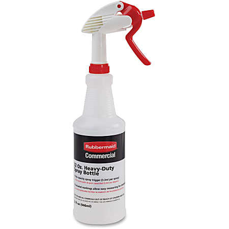 Rubbermaid Commercial Trigger Spray Bottle, Suitable For Cleaning, Heavy Duty, 9.6"H x 3.4"W, Clear